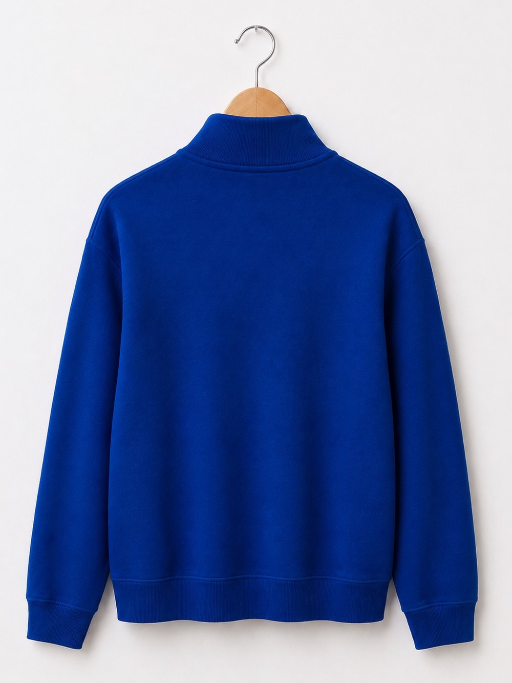 Polo Ralph Lauren Royal Blue Estate Rib Quarter Zip Cotton Micro Rib Sweater - Picture 2 of 4